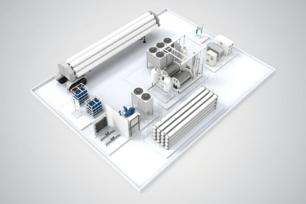 Introducing HNO International's Scalable Hydrogen Energy Platform (SHEP). A 3D render of SHEP's major components.