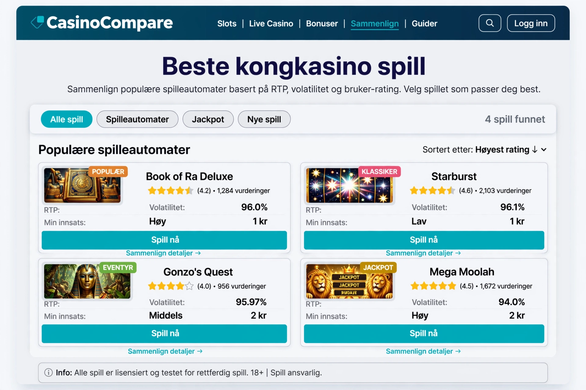 Beste kongkasino spill – komplett guide til toppspill og strategier